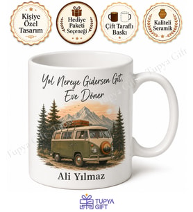 Vanlife Temalı Kişiye Özel Baskılı Kupa Bardak Karavan Hediye