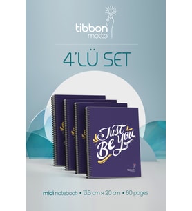 Tibbon Motto Midi Defter Spiralli 4'lü Set Just