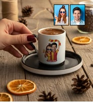 Kişiye Özel Karikatürlü Sarı Kırmızı Taraftar Sevgiliye Hediye Türk Kahvesi Fincanı Sevgililer Günü Hediyesi