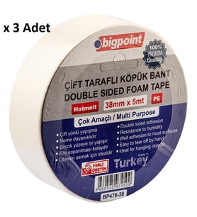 Bigpoint Çift Taraflı Köpük Bant 38mmx5m x 3 Adet