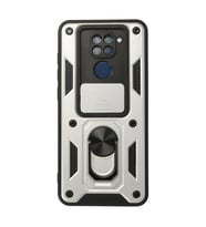 Xiaomi Redmi Note 9 Kılıf Pars Lens Yüzüklü Silikon - Gümüş