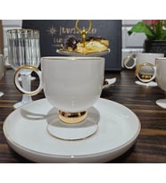 Twinkle Luxury Gold Bone Porselen Kahve Fincan Takımı 01Gld01 (Beyaz Gold)