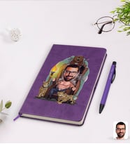 BK Gift Kişiye Özel Viking Karikatürlü Mor Termo Deri Defter Kalem Seti Model 1