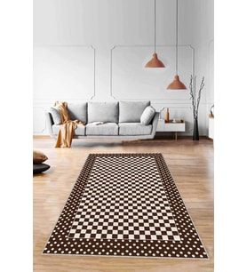 Bej Çerçeveli Kaymaz Tabanlı Makinede Yıkanabilir Halı MK85 - 100 x 160 cm