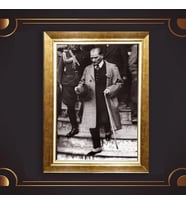 Altın Varaklı Çerçeveli Paspartulu Atatürk Tablo z4771 (Gold)
