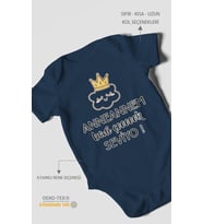 Anneannem Beni Çok Seviyo! Baskılı Bebek Zıbını – Çıtçıtlı Body  %100 Pamuk Kısa Kol (Lacivert)