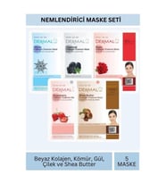 Nemlendirici Beyaz Kömür Gül Çilek Karite Yağı Özlü Maske Seti 23gr x 5Adet