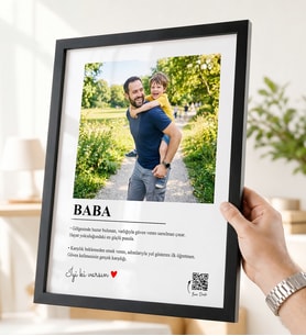 Babalar Günü Hediyesi Kişiye Özel Fotoğraflı Baba Çerçevesi - QR Kodlu Anlamlı Babaya Hediye Tablo