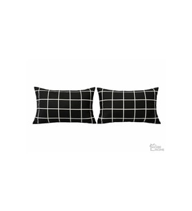 More Home Pamuklu Yastık Kılıfı (2 Adet) 50 x 70 cm Kareli Siyah Beyaz