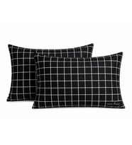 More Home Pamuklu Yastık Kılıfı (2 Adet) 50 x 70 cm Kareli Siyah Beyaz