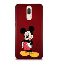 Huawei Mate 10 Lite Soft Premier Kapak Mickey Mouse-E Tasarımlı Silikon Kılıf - Mürdüm (Şeffaf)
