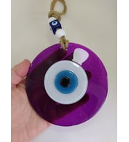 Mor El Yapımı Büyük Cam Nazar Boncuğu 12 Cm