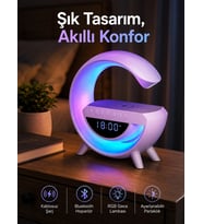 Bluetooth Hoparlör 15w Kablosuz Hızlı Şarj Led Gece Lambası