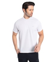 Crozwise 7134-08 Waffle Bisiklet Yaka Erkek Petek Dokuma T-Shirt BEYAZ