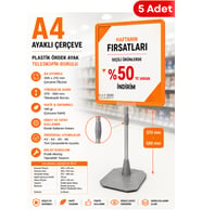 5 Adet - A4 Ayaklı Fiyat Etiketlik Teleskopik Borulu Çerçeve Etiketlik Yönlendirme Levhası Menü Panosu Turuncu