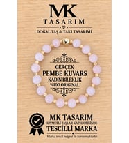 GERÇEK PEMBE KUVARS BİLEKLİK MK.7000.880- RAHATLIK-DİNGİNLİK-ENERJİ- STRES BİLEKLİĞİ