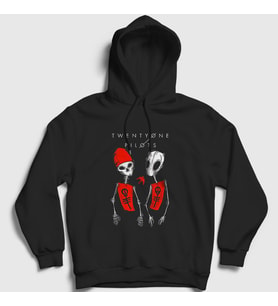 Presmono Unisex Siyah Skeleton Twenty One Pilots Kapüşonlu Sweatshirt 120202tt