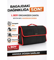 Oto Bagaj Organizer Bagaj Çantası L Boy Kaymaz Cırt Bantlı Velur Kompakt Düzenleyici