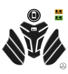 Grippatch - Kawasaki ZX-6R 2006 ile Uyumlu Kaydırmaz 6D Karbon 13 Parça Tank Pad Seti GC74
