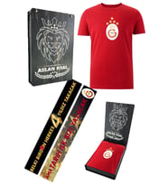 Galatasaray Orijinal Lisanslı 5 Yıldızlı Arma Kırmızı T-shirt Lazer Ahşap Kutulu