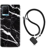 Vivo Y11S Y21S Y20 Y20S Y70 Kılıf Boyun Askılı Silikon Siyah Şerit Mermer 1318