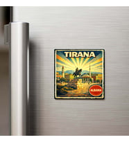 Vintage Tiran Şehri Temalı Buzdolap Magneti – 9x9 cm