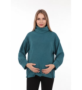 Luvmabelly MYRA4281 Fermuarlı Hamile Sweatshirt -Yeşil
