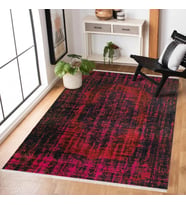 Siyah Halı Fuşya Renkli Soyut Tasarım Dijital Baskı Kaymaz Taban Salon Halısı Modern Stil