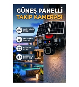 4 Kameralı 4G SIM Destekli Güneş Panelli Akıllı Güvenlik Kamera Sistemi