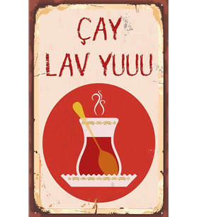 Çay Ve Kahve Temalı Retro Ahşap Poster