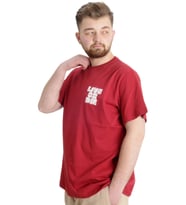 Mode XL Büyük Beden Erkek T-shirt LIVE OR DIE 23124 Bordo