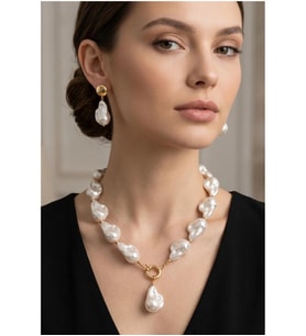 YAMUK İNCİLİ KOLYE KÜPE SET