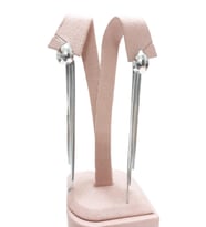 Çelik küpe Damla Figürlü 8 cm Sallantılı Üç İtalyan Ezme Zincir Gümüş Silver (Gümüş)