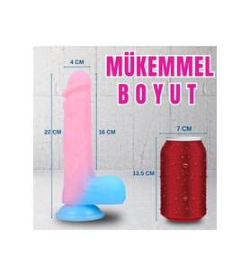 Glow in the Dark - Karanlıkta Parlayan Dildo Ultra Yumuşak Realistik Yapay Penis 22 CM