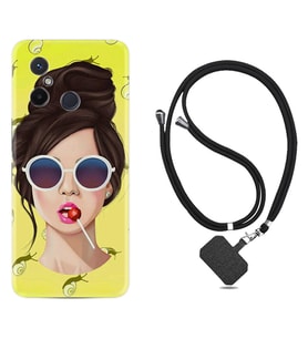 Xiaomi Redmi 12C Kılıf Resimli Boyun Askılı İpli Desenli Silikon Lollipop Woman 1416