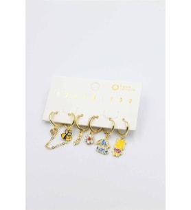 Northcity Renkli Taşlı Set Küpe - Altın