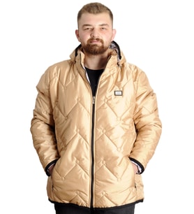 Mode XL Büyük Beden Erkek Şişme Mont Fermuarlı Kapüşonlu 23657 Bej