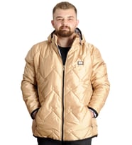 Mode XL Büyük Beden Erkek Şişme Mont Fermuarlı Kapüşonlu 23657 Bej