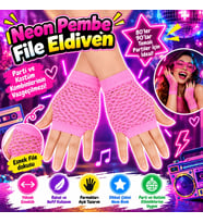 80’ler 90’lar Retro Neon Pembe File Parmaksız Kısa Eldiven 11 cm