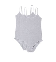 2 Adet İp Askılı Kadın Çıtçıtlı Body Gri