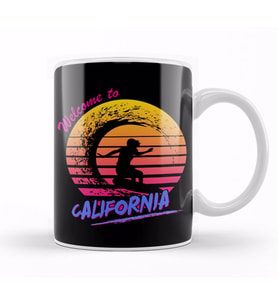 Welcome To California Surfer Kupa Bardak Porselen