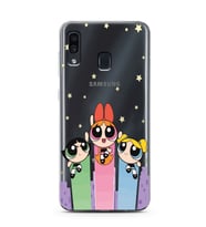 Samsung Galaxy A20/A30 Uyumlu Powerpuff Girls Desenli Şeffaf Telefon Kılıfı