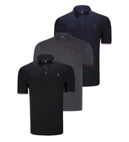 ÜÇLÜ SET T8586 DEWBERRY ERKEK T-SHIRT-SİYAH-LACİVERT-ANTRASİT