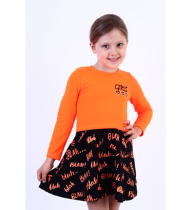 Toontoy Kız Çocuk Gırls Nakışlı Elbise (Turuncu)