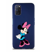 Oppo A92 Soft Premier Kapak Minnie Mouse-F Tasarımlı Silikon Kılıf - Lacivert (Şeffaf)