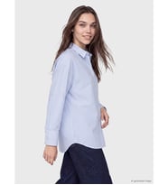 LCW Modest Mavi Çizgili Poplin Kadın Gömlek