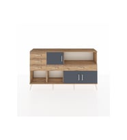 Arges Konsol 2 Raflı 5 Çekmeceli 3 Kapaklı 176x30x99 Çam-Antrasit/Çam