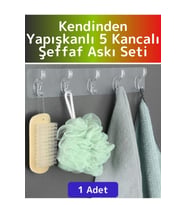 Özel Çok Fonksiyonlu Mutfak Banyo Askısı İz Bırakmaz Kendinden Yapışkanlı 5 Kancalı Askı Seti 1 Adet