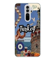 Redmi Note 8 Pro Uyumlu Türkiye Kolaj Tasarımlı Şeffaf Telefon Kılıfı