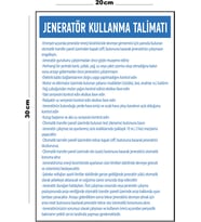 Metal Jeneratör Kullanma Talimatı 20cm x 30cm A4 Büyüklüğünde Uyarı Levhası Yönlendirme Tabelası